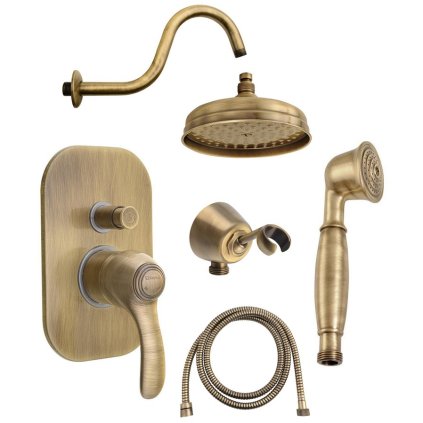 Sapho, set de duș ascuns KIRKÉ cu robinet cu pârghie, 2 ieșiri, crom, KI42B-02