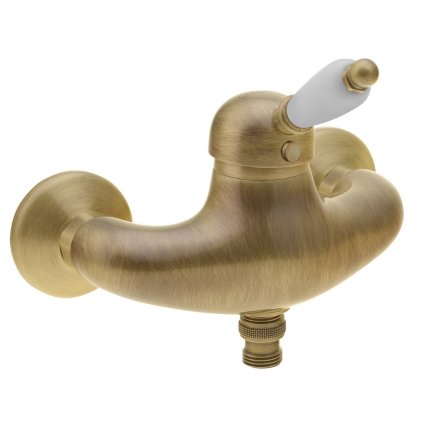 Sapho, baterie de duș KIRKÉ WHITE de perete, mâner alb, bronz, KI11BB