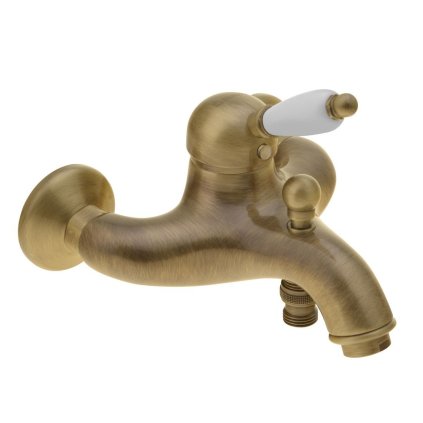 Sapho, baterie de baie de perete KIRKÉ WHITE, manetă albă, bronz, KI10BB