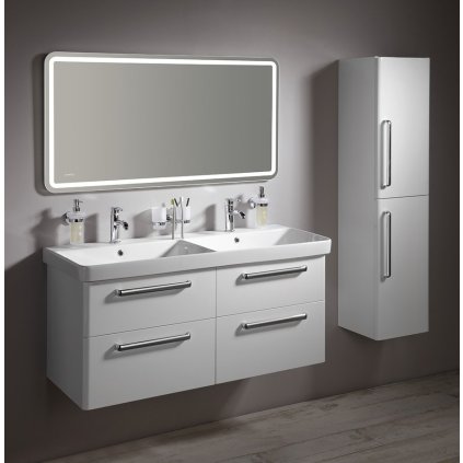 Sapho, Set de baie THEIA 120, chiuveta dubla, alb, KSET-011