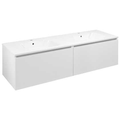 Sapho, dulap LOREA cu chiuveta dubla 161x46x51,5cm (80+80cm), alb mat, LE080-3131-01