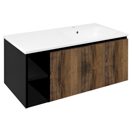 Sapho, dulap LOREA cu chiuveta 101x46x51,5cm (20+80 cm), dreapta, stejar collingwood/negru mat, LE080-1935-R-03