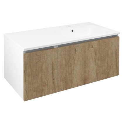 Sapho, dulap LOREA cu chiuveta 101x46x51,5cm (30+70 cm), dreapta, stejar Alabama/alb mat, LE070-2231-R-02
