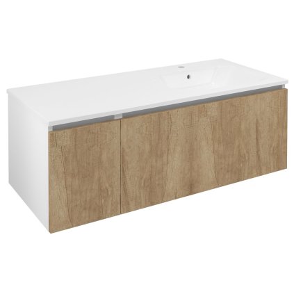 Sapho, dulap LOREA cu chiuveta 121x46x51,5cm (30+90cm), dreapta, stejar Alabama/alb mat, LE090-2231-R-02