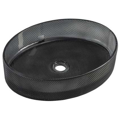 Sapho, chiuvetă de blat din sticlă gravată NOBAL 49x38 cm, neagră, TY326