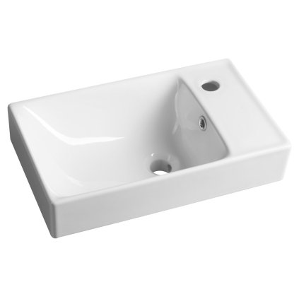 Sapho, chiuveta ceramica NUALI 50x30cm, robinet dreapta, alb, TU0129