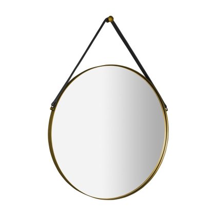 Sapho, oglindă rotundă ORBITER cu curea, ø 60cm, auriu mat, ORT060G