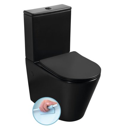 Sapho, WC combinat PACO FĂRĂ BORĂ, deșeuri inferioare/spate, negru, PC1012WRB