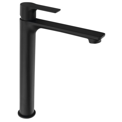 Sapho, baterie de lavoar PAX înaltă fără priză, gura prelungită, negru mat, XA07/15