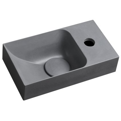 Sapho, chiuveta din beton PICCOLINO 30,8x17cm, robinet dreapta, gri, PK30517