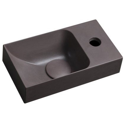 Sapho, chiuveta din beton PICCOLINO 30,8x17cm, robinet dreapta, maro inchis, PK30515