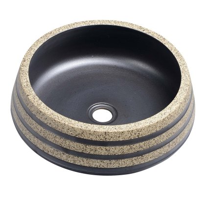 Sapho, chiuveta ceramica PRIORI, diametru 41cm, 15cm, negru/piatra, PI021