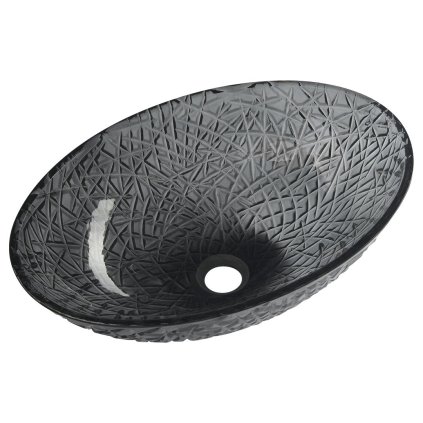 Sapho, lavoar din sticlă gravată PURUS 50x36 cm, negru, TY305SG