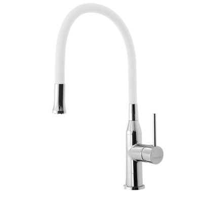 Sapho, baterie SILI pentru chiuvetă, braț flexibil, alb/crom, SR481