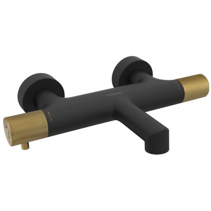 Sapho, baterie de baie de perete SOLARIS, negru mat-auriu mat, WD010G