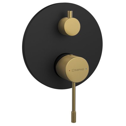 Sapho, baterie de duș SOLARIS ascuns, 2 ieșiri, negru/auriu mat, WD042G