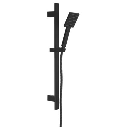 Sapho, Set de duș pătrat, suport glisant 700 mm, negru mat, SC615