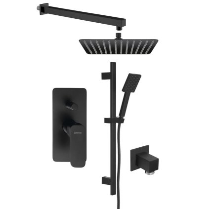 Sapho, set de duș ascuns SPY cu baterie cu manetă, 2 ieșiri, negru mat, PY42/15-02