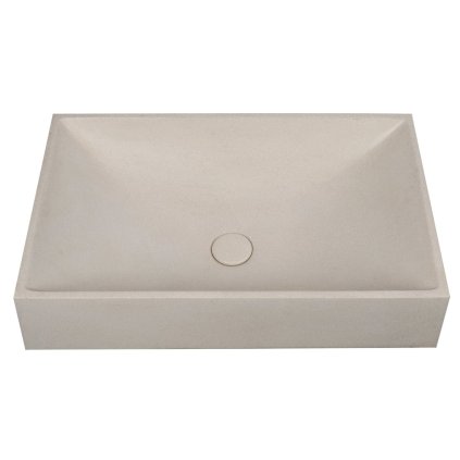 Sapho, chiuveta din beton TARANT cu evacuare, 58x36cm, gresie alba, AR472