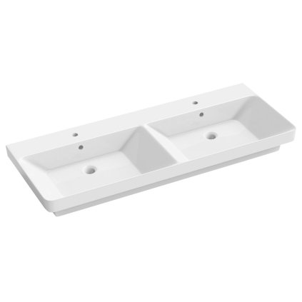 Sapho, chiuveta dubla ceramica THALIE 120 pentru mobila 120x46cm, alb, TH11120