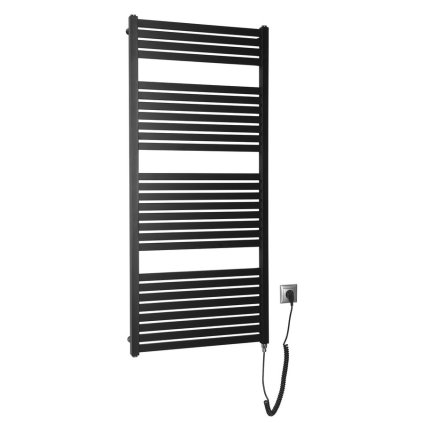 Sapho, element electric de încălzire TONDI-E, drept, 600x1330 mm, 600W, negru mat