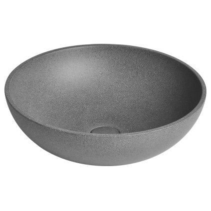 Sapho, Chiuvetă din beton TURF cu priză, diametru 44 cm, granit negru, AR436