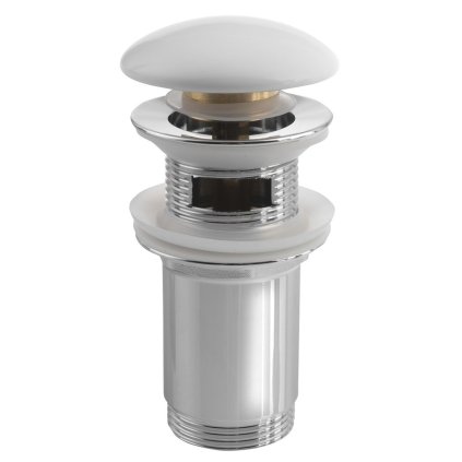 Sapho, Iesire chiuveta 5/4", click-clack, dop ceramic, grosime 0-60mm, pentru chiuvete cu preaplin, alb, AR902