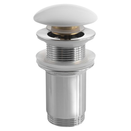 Sapho, Ieșire chiuvetă 5/4", click-clack, dop ceramic, grosime 10-50 mm, alb, AR900