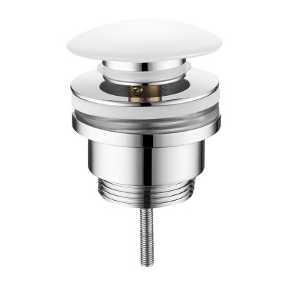 Sapho, Ieșire chiuvetă 5/4", click-clack, dop ceramic, grosime 10-55 mm, alb, CV1002C