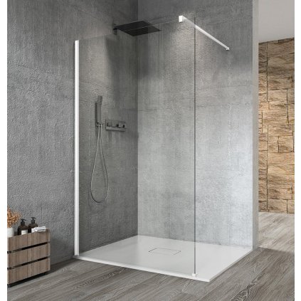 Sapho, VARIO WHITE paravan de duș dintr-o bucată pentru montare pe perete, sticlă transparentă, 1100 mm, GX1211GX1015