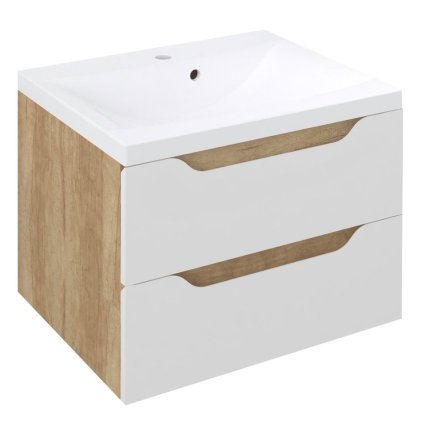 Sapho, dulap pentru lavoar WAVE 60x65x47,8cm, alb/stejar Alabama, WA060-3022