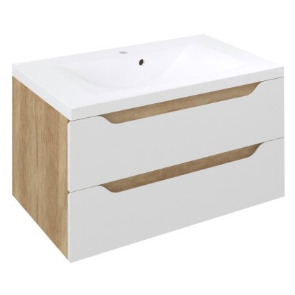 Sapho, dulap pentru lavoar WAVE 79,7x45x47,8cm, alb/stejar Alabama, WA080-3022
