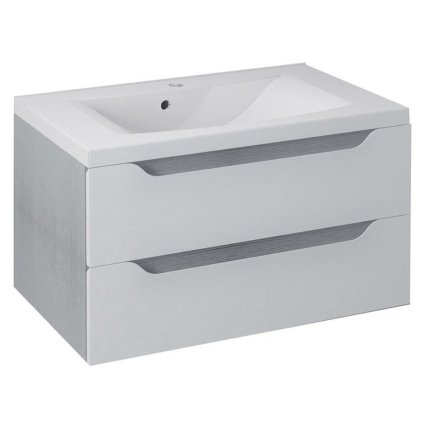 Sapho, dulap pentru lavoar WAVE 79,7x45x47,8cm, stejar alb/argintiu (WA082), WA080-3011