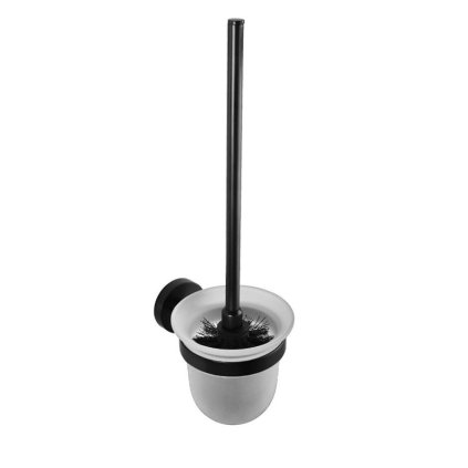 Sapho, umeraș pentru perii WC X-ROUND BLACK, sticlă de lapte, mat negru, XR303B