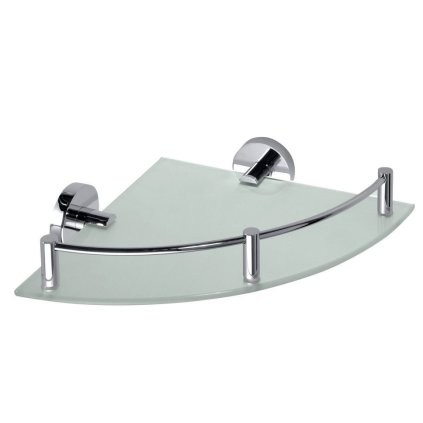 Sapho, X-ROUND E poliță de colț din sticlă cu bară transversală 250x70x250mm, crom, XR605