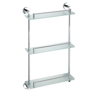 Sapho, X-ROUND E poliță triplă din sticlă cu bară transversală 380x675x130mm, crom, XR608