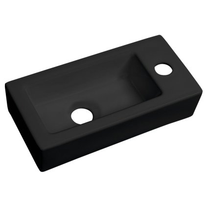 Sapho, chiuveta ceramica ZOE 37x18 cm, deschidere robinet pe dreapta, negru mat, AR495B