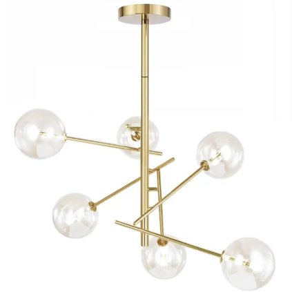 Tolight, Lampă suspendată - bile de sticlă 6 buc APP919-6CP, auriu, OSW-03231