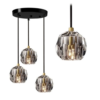 Toollight - Lampă cu pandantiv din cristal 3xG9 APP588-3CPR, negru-auriu, OSW-09759