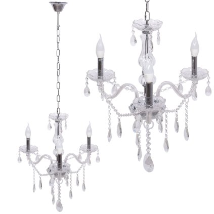 Toollight - Candelabru de cristal suspendat 3xE14 60W 300752, argintiu, OSW-04601
