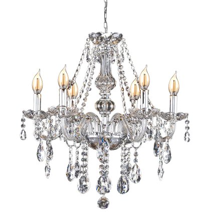 Toollight - Candelabru de cristal suspendat 6xE14 60W 392183, argintiu, OSW-04007