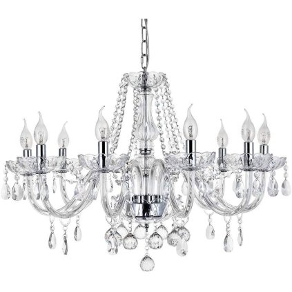 Toollight - Candelabru de cristal suspendat 8xE14 60W, argintiu, OSW-04600