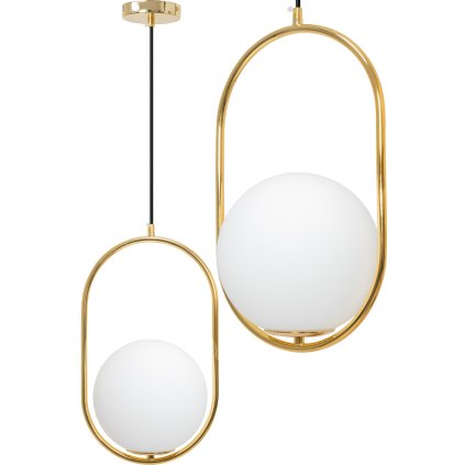Toollight - Lampă suspendată din sticlă E27 60W APP473-1CP, alb-aurie, OSW-00605