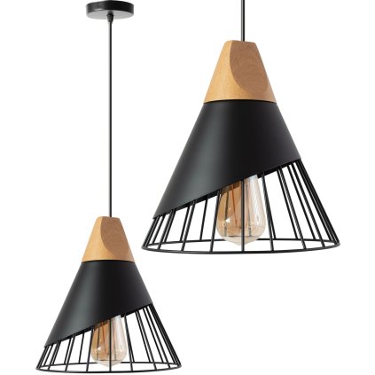 Toollight - Plafoniera scandinavă suspendată 1xE27 APP223-1CP, negru-maro, OSW-00890