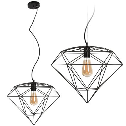 Toollight - Lampă suspendată 1xE27 DIAMENT 392197, negru, OSW-08570