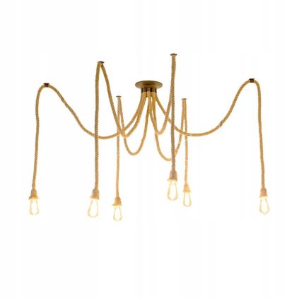 Toollight - Lampă suspendată 6xE27 APP680-6CP, frânghie aurie, OSW-07864