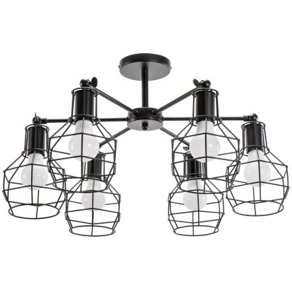 Toollight - Plafoniera suspendată din metal 6xE27 60W APP735-6C, negru, OSW-08764