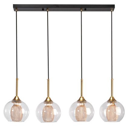 Toollight - Lampă suspendată 4xG9 60W APP899-4CP, negru-auriu, OSW-03202