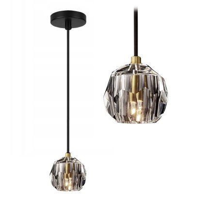 Toollight - Lampă suspendată din cristal 1xG9 APP586-1CP, negru-auriu, OSW-09757