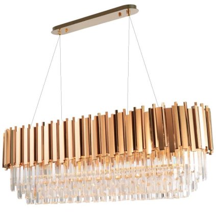 Lampă cu pandantiv Toollight, metal-cristal E14 60x30 cm 312355, auriu, OSW-00683